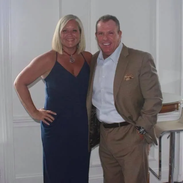 Smiling couple in formal attire